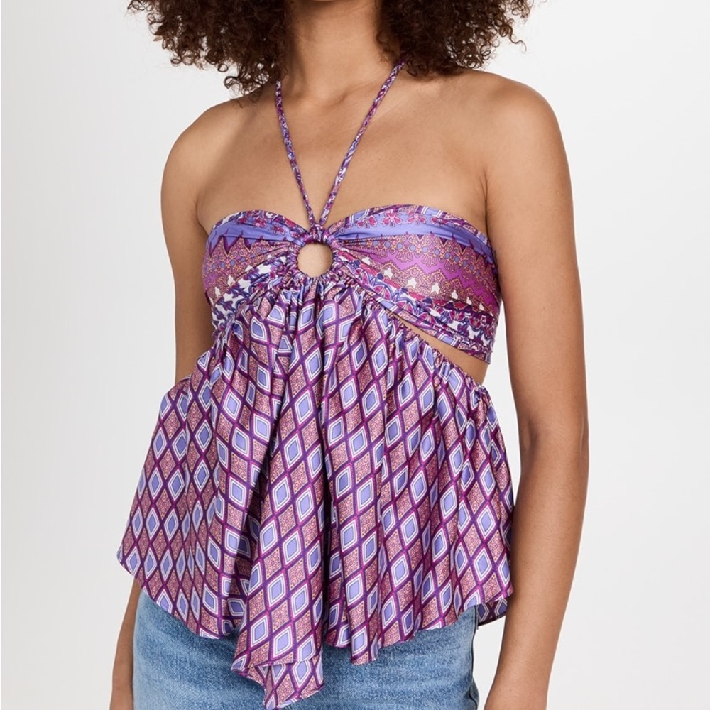 NWT MISA Los Angeles Violeta Scarf Halter Top size XL